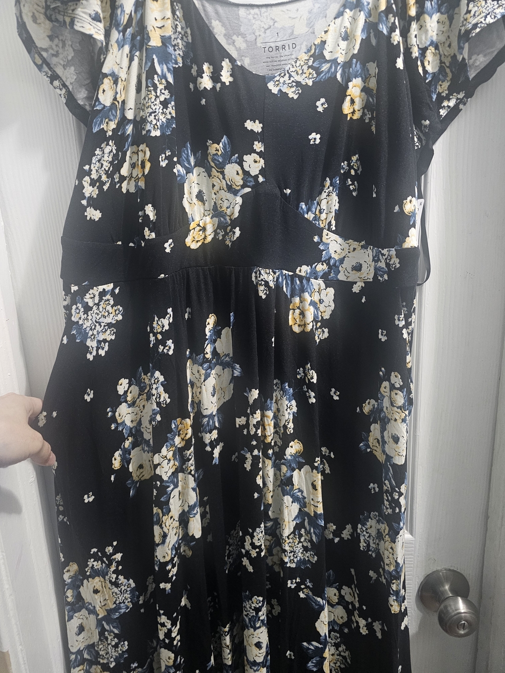 torrid Black Maxi Dress with Yellow & Blue Floral Print